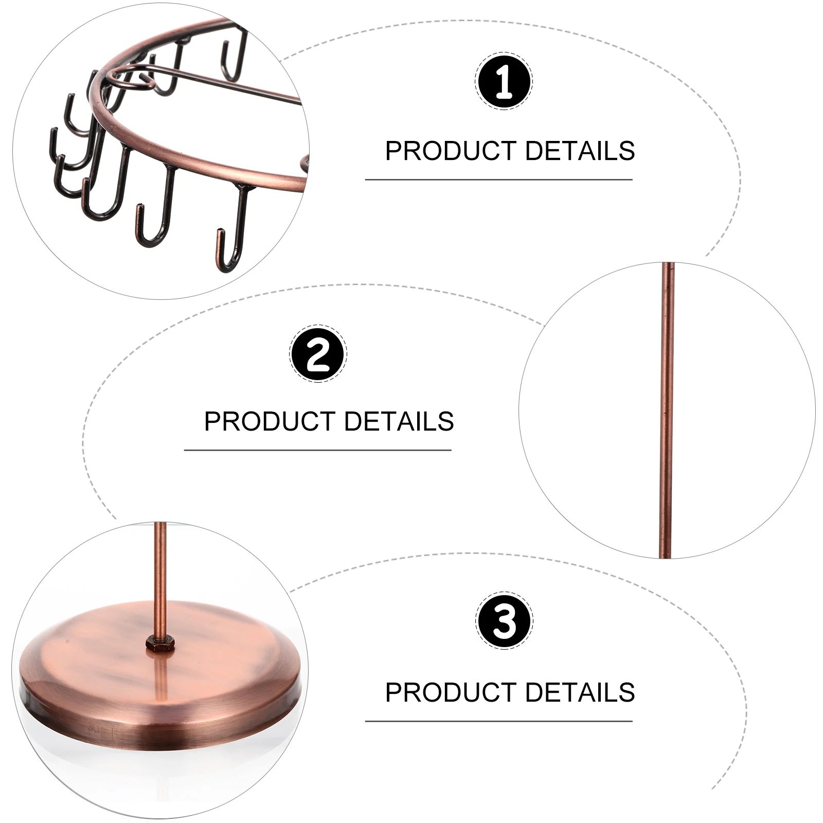 

Rack Jewelry Display Stand Rotating Storage Box Organiser Brown Copper Necklace