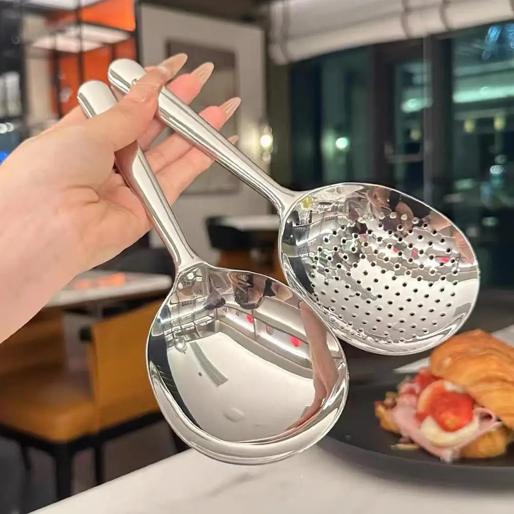 304 Stainless Steel Serving Spoon Solid & Slotted Scoop Buffet Banquet Food Serving Colander Spoon Kitchen Utensil