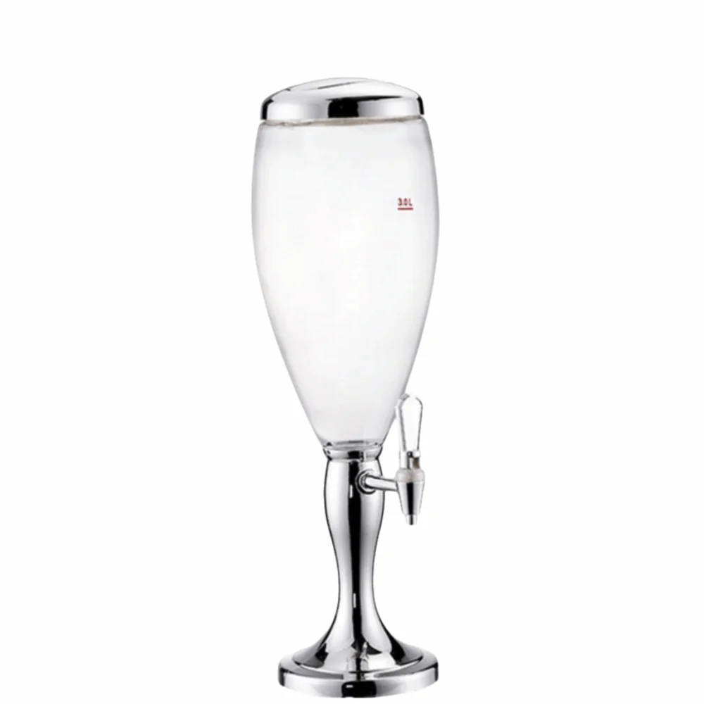 1.5/2/3L Beer Tower Dual-Head Faucet with Icicles Beer Dispenser LED Light Thickened and Sturdy Drink Holder KTV Use