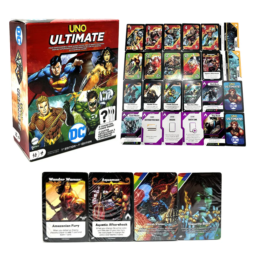 Mattel Games UNO Ultimate DC  Family Funny Entertainment Board Game Poker Cards Game Gift Box