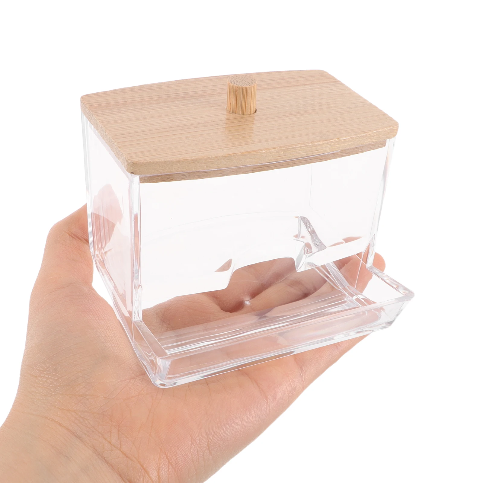 Caja de hisopo de algodón de plástico transparente, contenedor transparente con tapa para almacenamiento de maquillaje, bote de baño de viaje resistente, 3 uds.