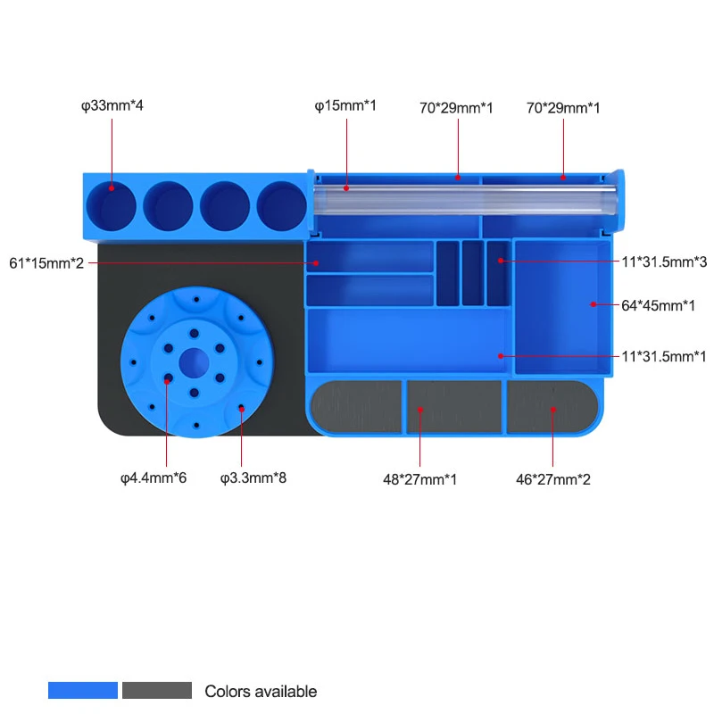 1Pcs blue/grey multifunctional Desktop tool storage box Screwdriver Rotating storage box Solder wire stand for repair tools