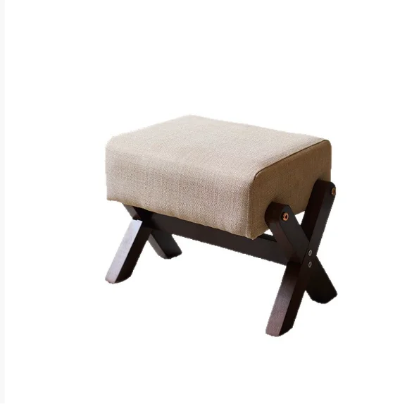 Solid Wood Footstool Soft Household Shoe Bench Doorway Stool Living Room Small Bench Sitting Stool for Beside Dressing Room