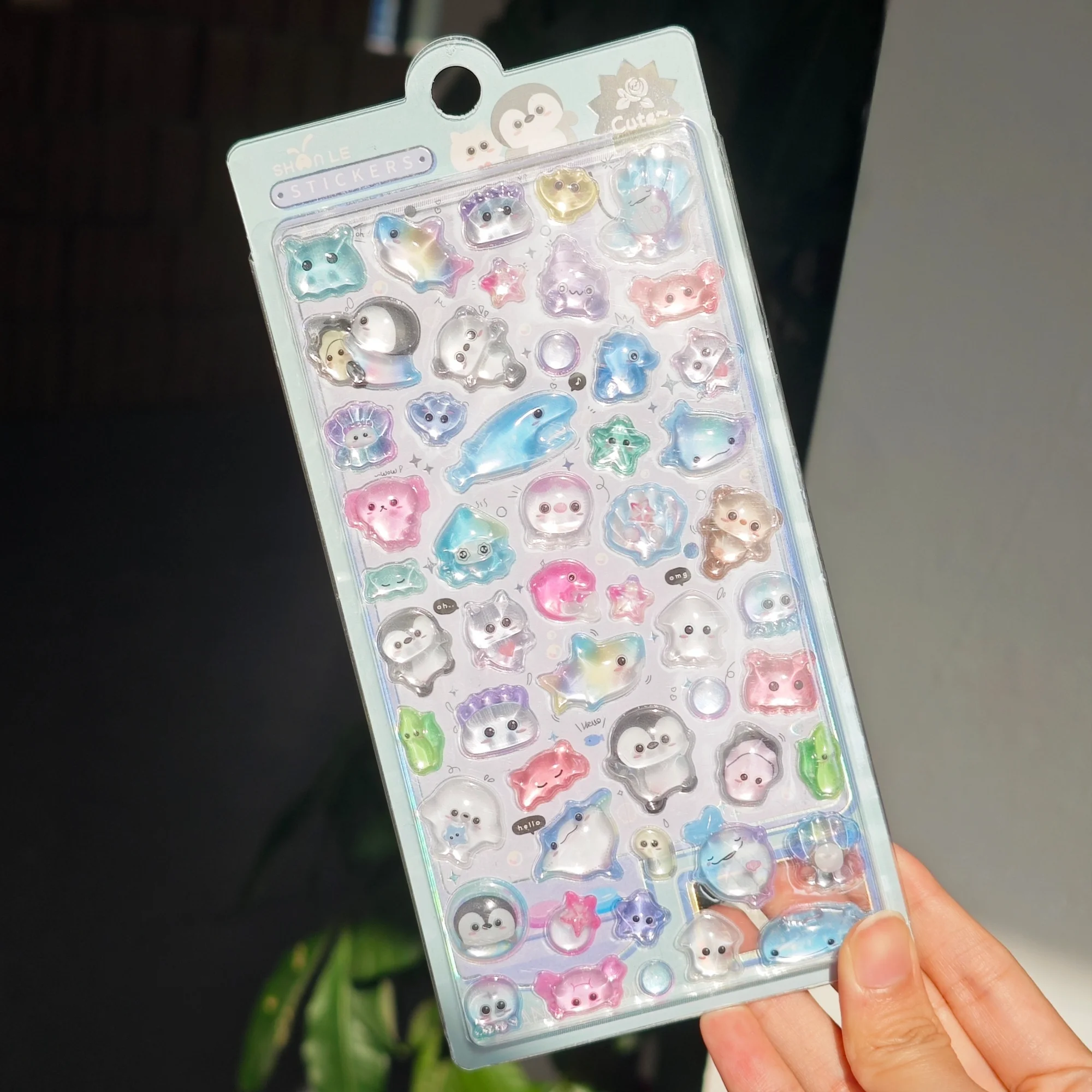 Kawaii Cartoon Animal 3D Relief Crystal Diamond Sticker for Scrapbooking Cute Phone Case Decor Sticker School Stationery Supply