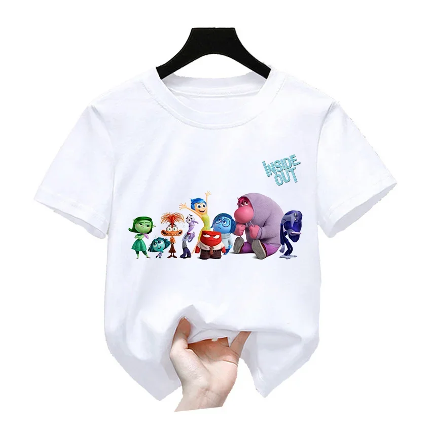 Inside Out Boy Girl Clothes Kawaii Kids Funny T-Shirts Teenager Summer Short Sleeve T shirt Cartoon Children Tops
