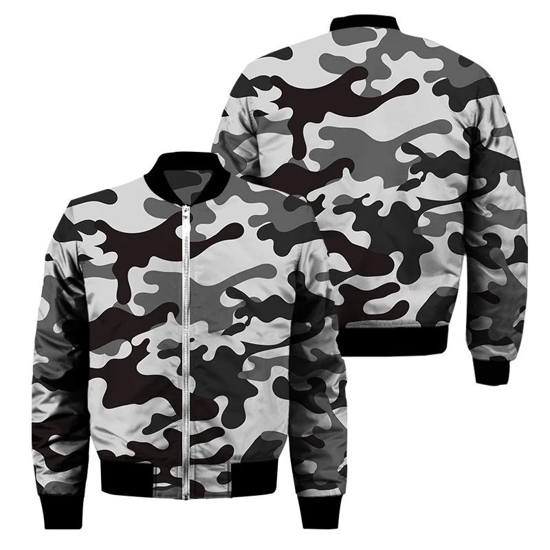 Classic 3d Print Camouflage Zipper Jacket For Men Outdoor Sports Camo Jackets Cool Street Spring Autumn Long Sleeves Coat Tops