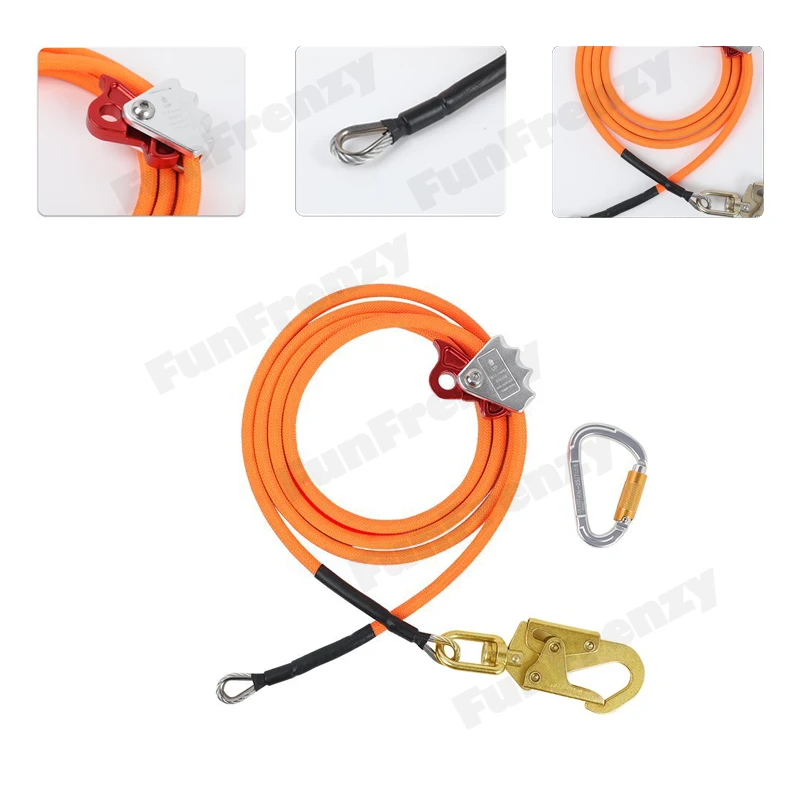 

Steel Wire Core Flip Line Kit Adjustable Climbing Positioning Rope for Arborists Climbers Tree Climbers Outdoors Carabiner Clip