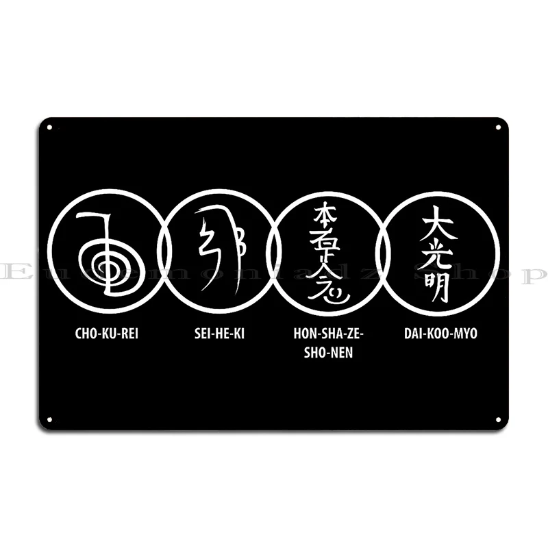 Reiki Symbols Metal Sign Cinema Home Living Room Character Wall Decor Tin Sign Poster