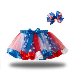 Fashion Kids Mesh Miniskirts Girls Princess Rainbow Colorful Dance Ballet Tutu Skirt Summer Party Bluey Dress Elastic Cloth 2-8Y