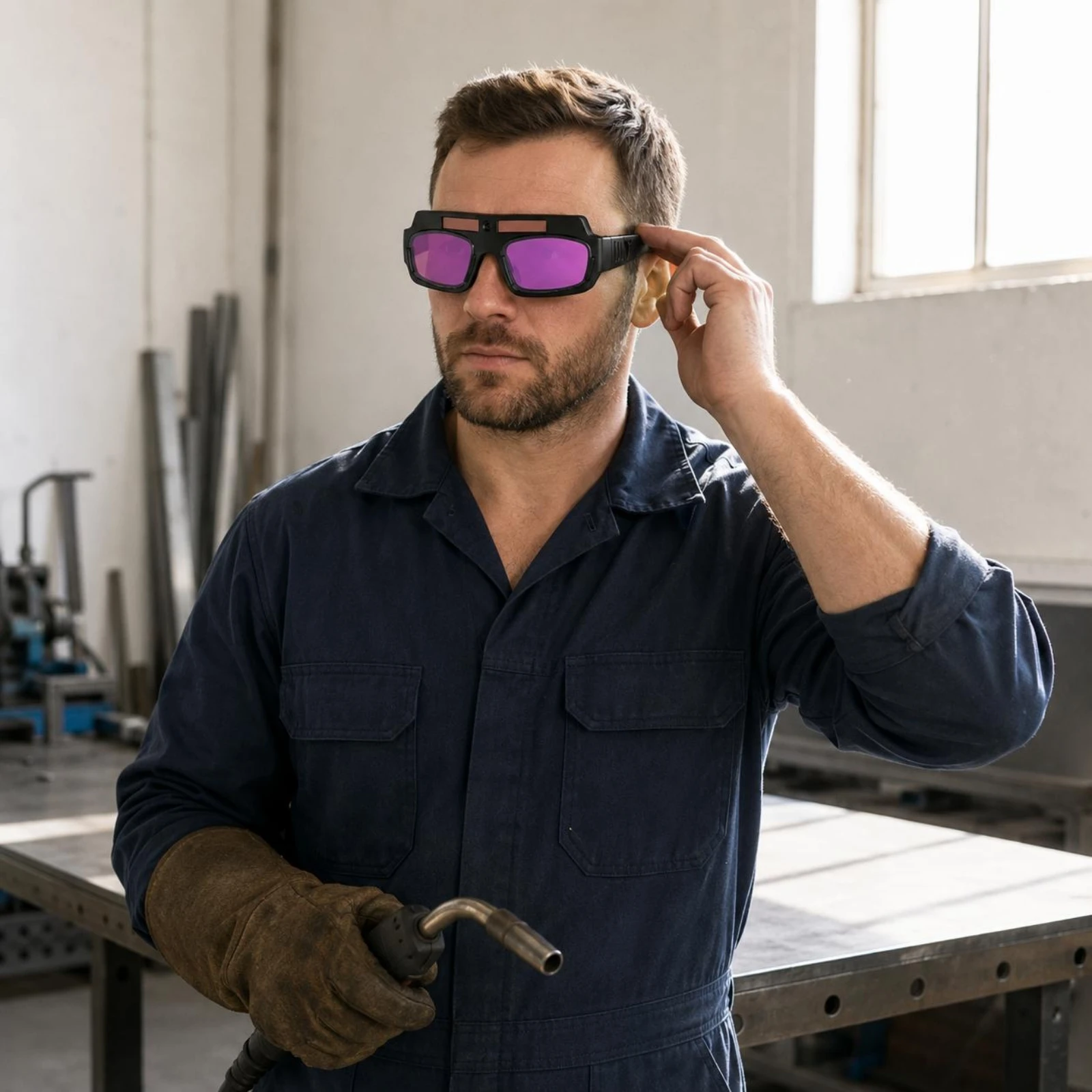 Auto Darkening Goggles Side Ventilation Panoramic Fusing Glasses Safety Gear ABS Frame Eye Protection Quick Reaction