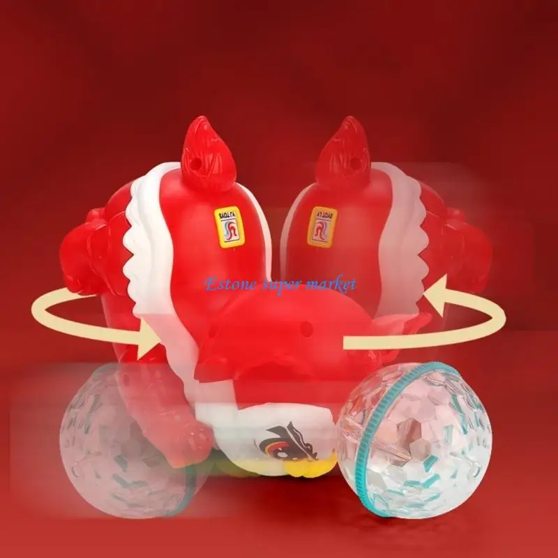 090B Electric Toy Vehicle Music Light Stunt Light up Lion Interactive Toy