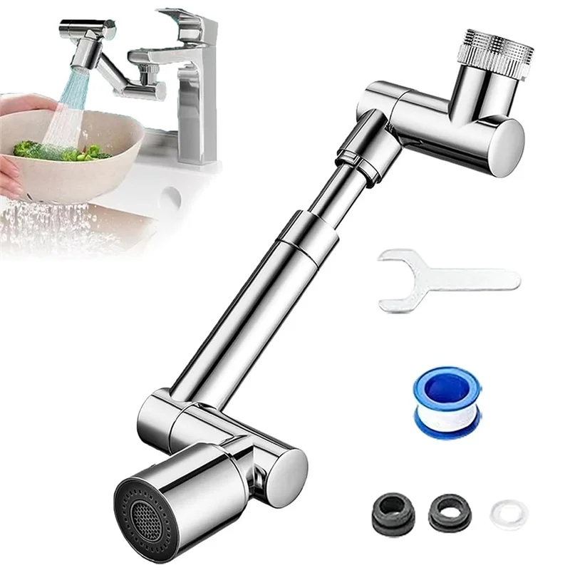 

AAAN-поворотный удлинитель для смесителя, раковина для ванной комнаты с фильтром для защиты от брызг, удлинитель на руку робота, смеситель 1440 ° Смеситель с рукояткой робота