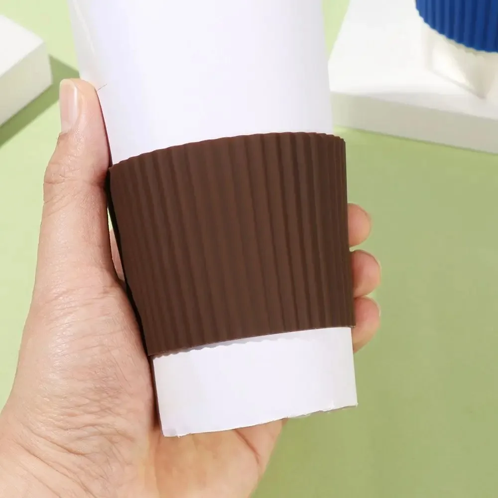 Household Vertical Stripes Silicone Cup Sleeve Anti -scald Heat Insulation Mug Sleeve Non-slip Thickened Cup Cover Glass