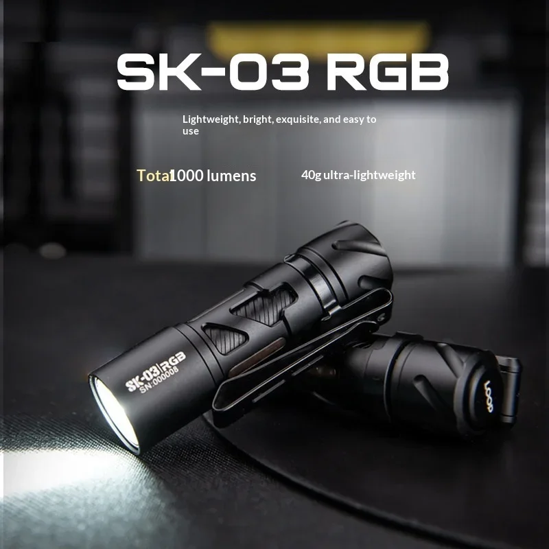 LOOP GEAR SK03 RGB Multi 1000LM EDC Flashlight AA/USB-C Compact Ultra Bright Long Range Outdoor Charging Durable Flashlight