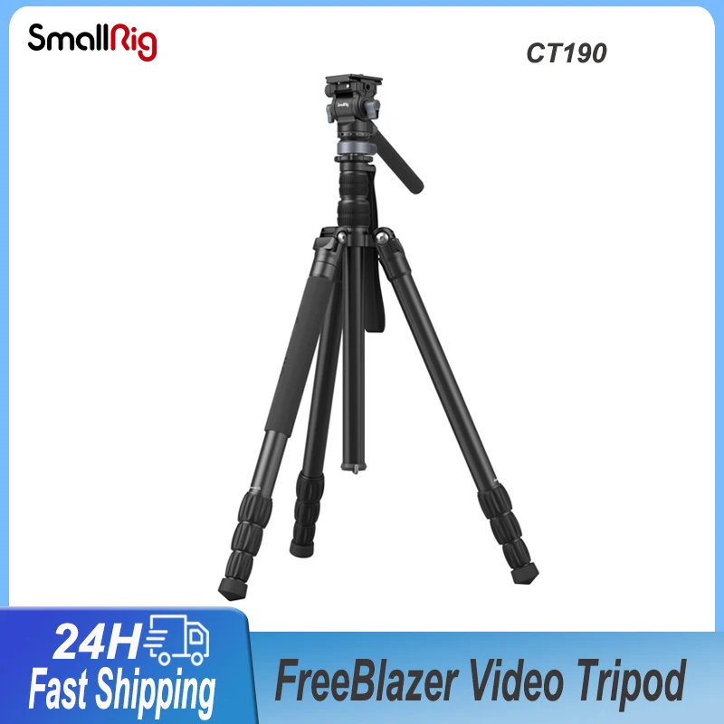 SmallRig FreeBlazer Aluminum Alloy Video Tripod CT190 with Integrated Bowl Base Fluid Head Telescopic Handle Head Load 4kg 4319