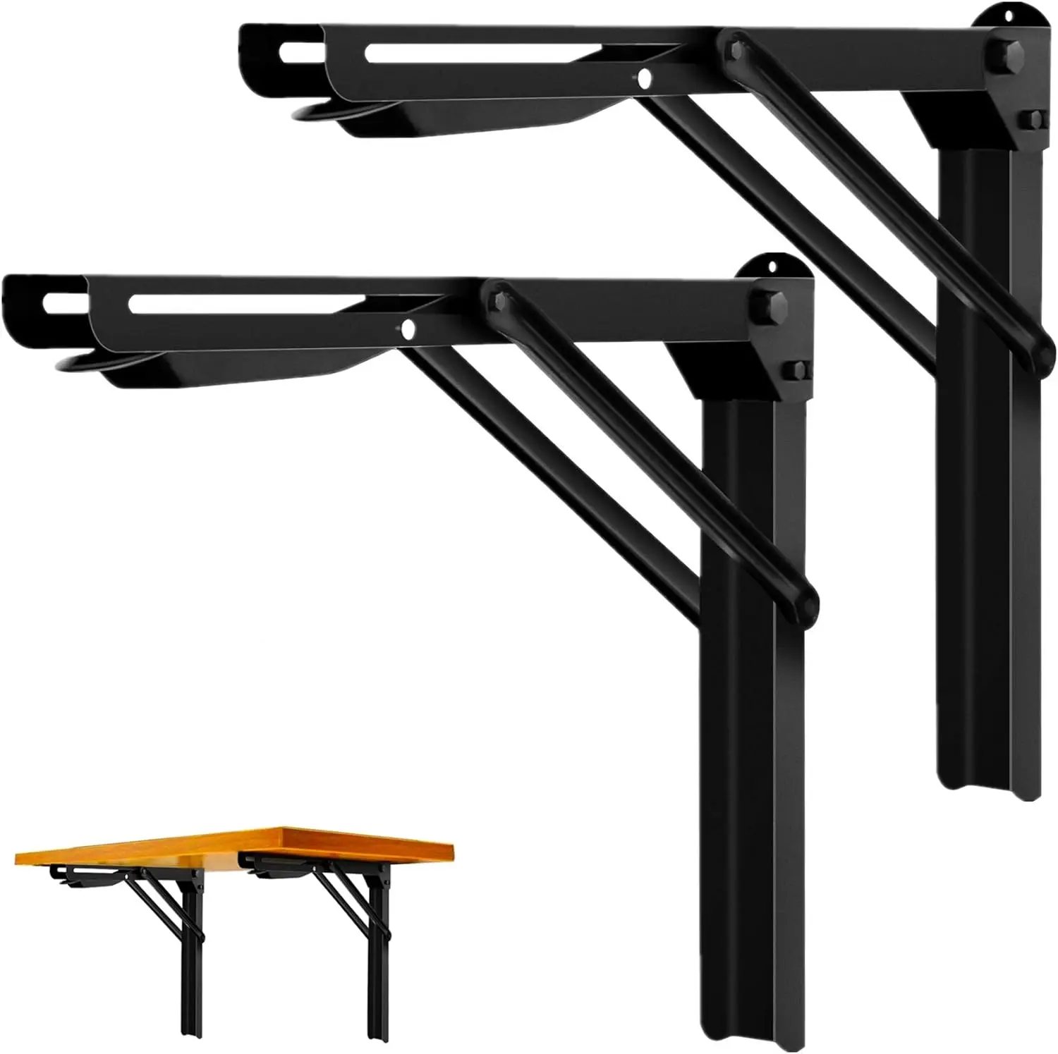 

Folding Shelf Brackets 24" Heavy Duty Collapsible Wall Mounted Hinges Space Saving for Table Bench