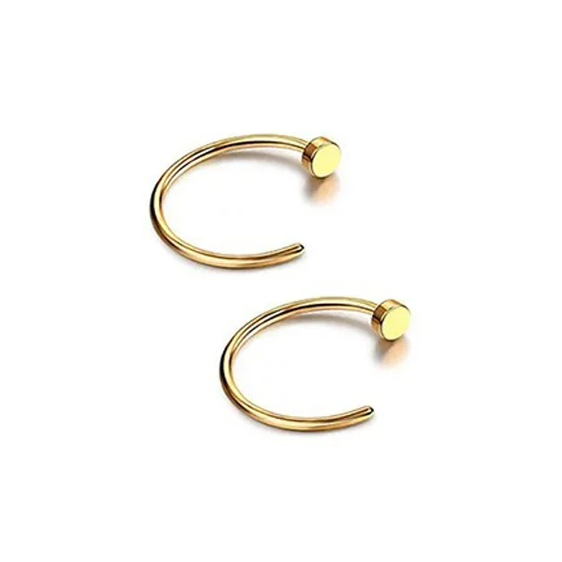 1Pair 316L Stainless Steel Fake Nose Ring for Women, C Shape Clip Lip Ring Cartilage Tragus Helix Ear Piercing Jewelry 6/8/10mm