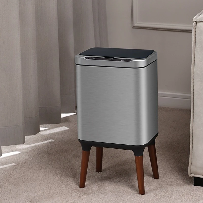 

Intelligent induction trash can household kitchen living room office stainless steel high foot with cover large capacity