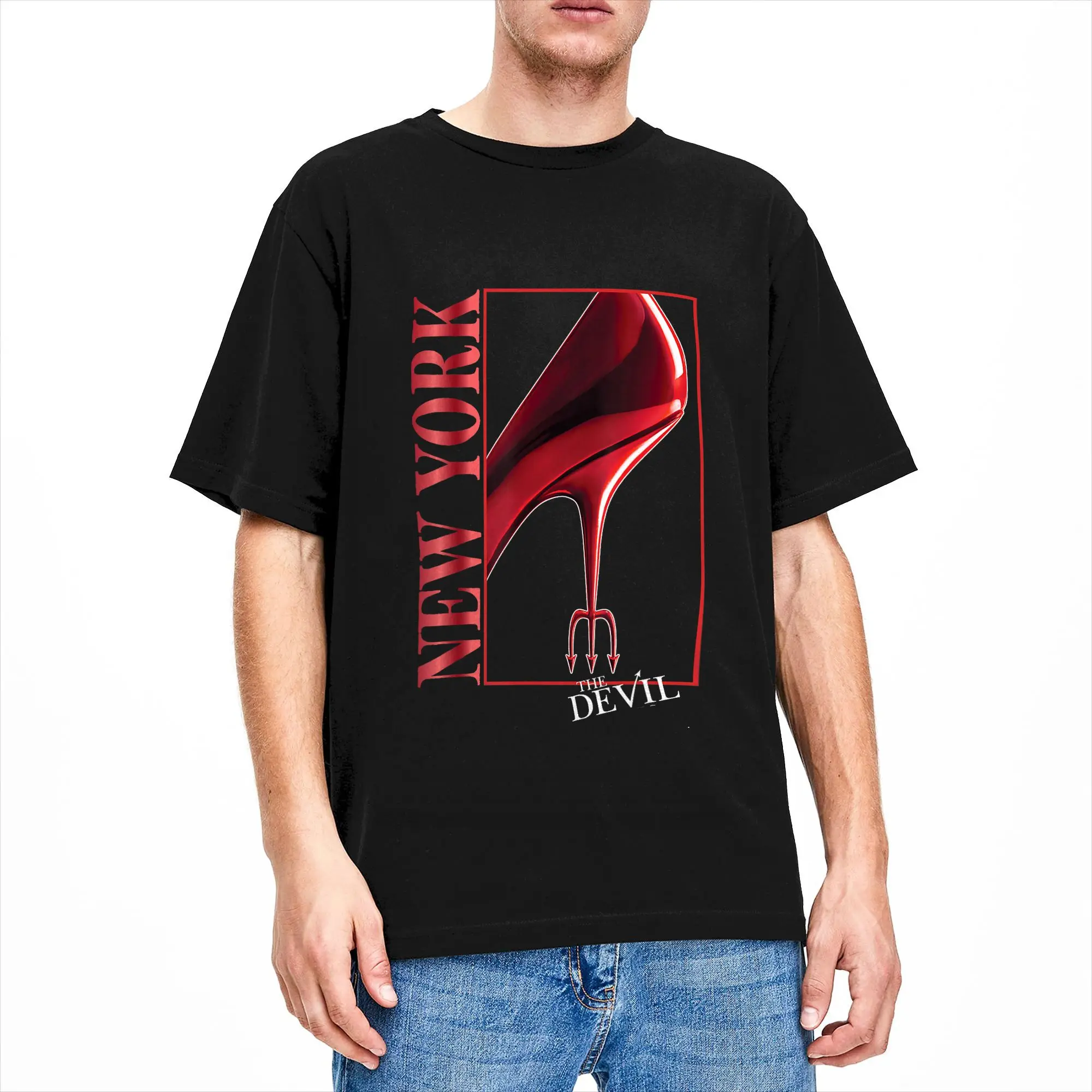 Couple T Shirt The Devil Wears Pradaed New York Red Heels T Shirts Harajuku Summer Tee Shirt Y2K Casual Cotton Clothes Present