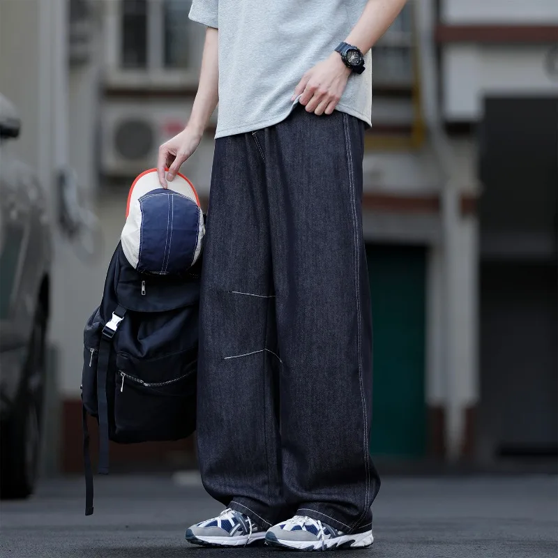 

Men's Loose Straight Leg Jeans Slim Fit Casual 2026 American Retro Original Color Spring Semi-Elastic Curved Blade Jeans