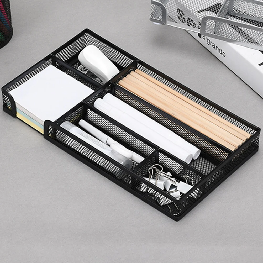 

Mesh Drawer Organizer Tray Metal Mesh 6-Grid Office Desk Organizer Multi-Compartment Anti-Slip Noise-Free Office Supplies