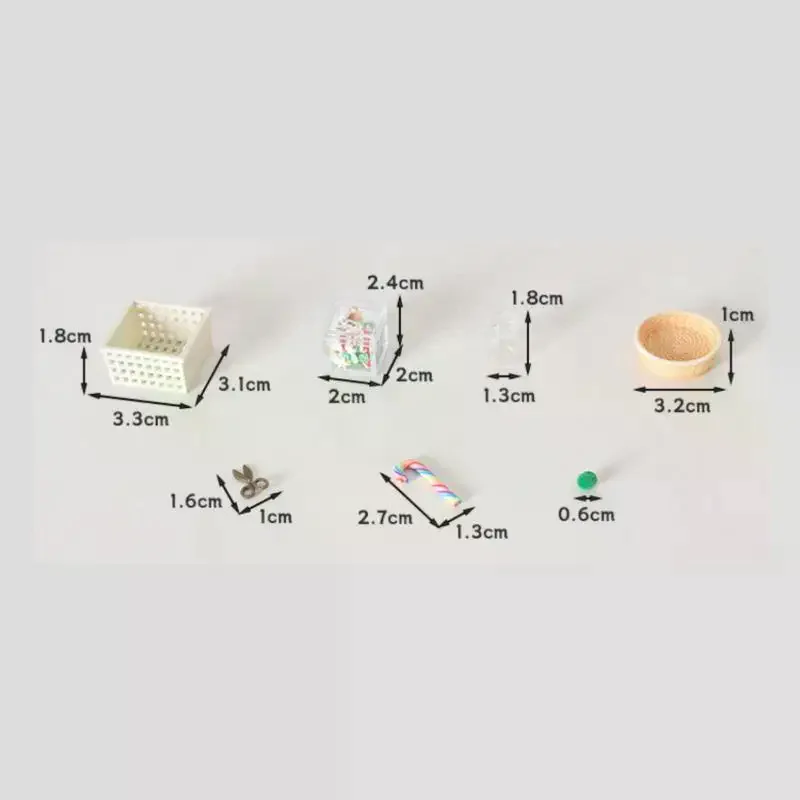 ชุดตกแต่งบ้านตุ๊กตา DIY แบบจำลอง ขนมคริสต์มาส ไม้เท้าหวาน ฉากกรรไกร และตะกร้า