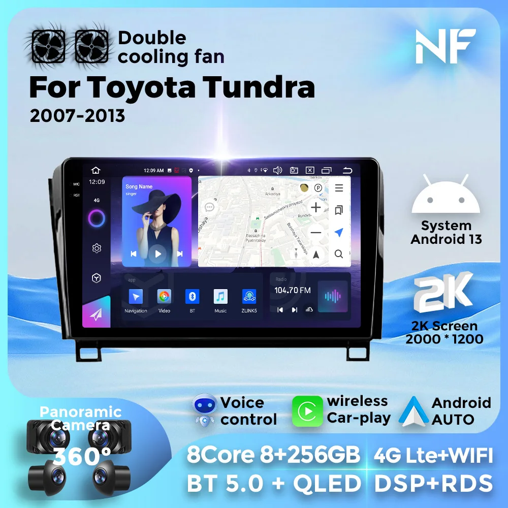 

For Toyota Tundra 2007-2013 Android 13 GPS Navigation Car Video Multimedia Player Stereo 2Din 4G WIFI Wireless Carplay Autoradio