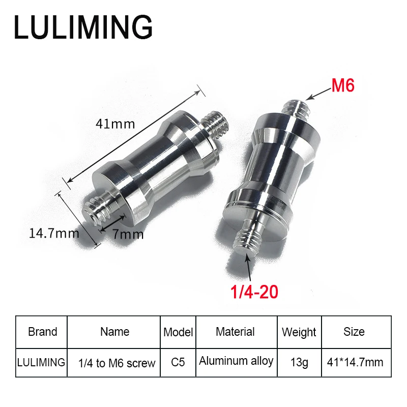 Vis de conversion de support d'invite flash, vis d'appareil photo à tête sphérique pour trépied, alliage d'aluminium, diffusion en direct, accessoire de support, M6, M8, 1/4 à 3/8