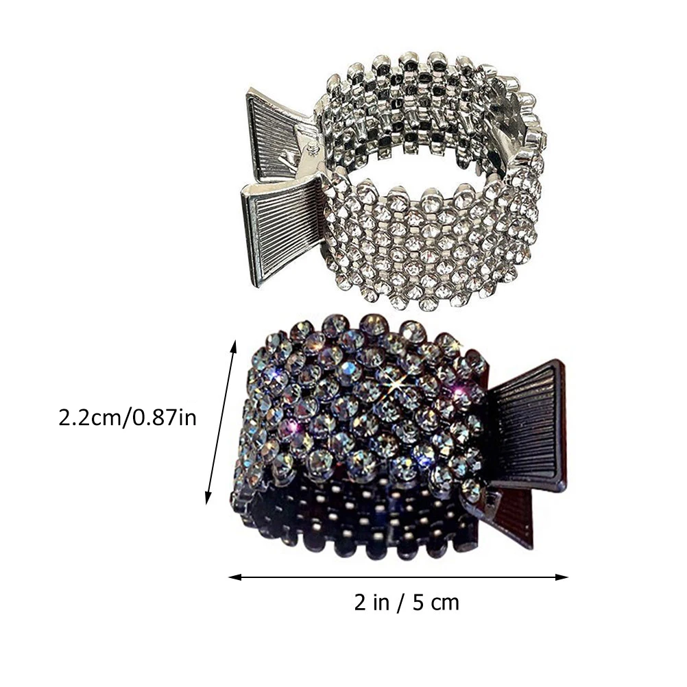 

2 Pcs Full Diamond Ponytail Clip Hair Mini Claw Women Clips for Styling Holders Claws Hairpin Cute Miss