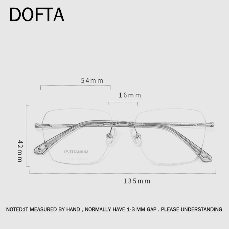 DOFTA New Women Rimless Prescription Square Eyeglasses Frame Titanium Alloy Glasses Frame Men Myopia Optical Eyewear 5997