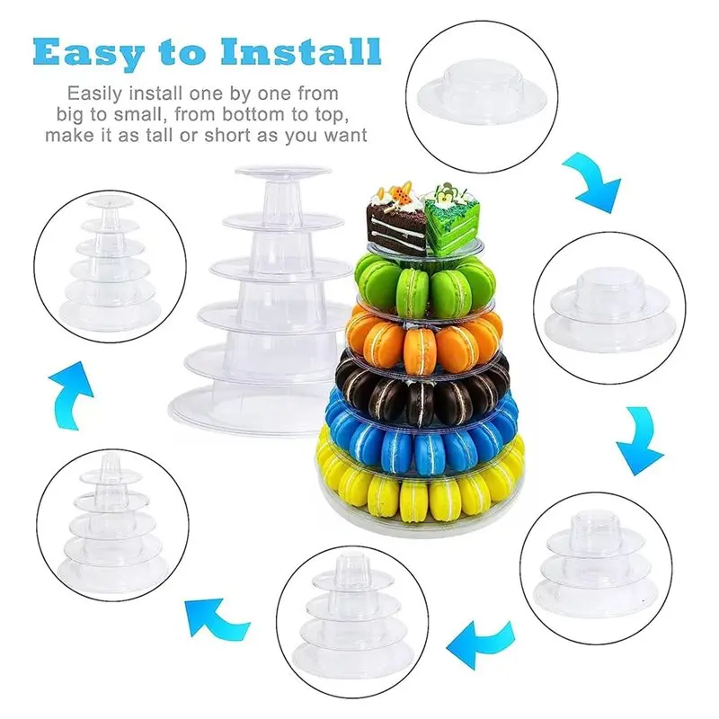 ABDJ-Elegant Macaroon Tower Stand-Cake Display Stand In Plastic Perfect For Weddings& Parties