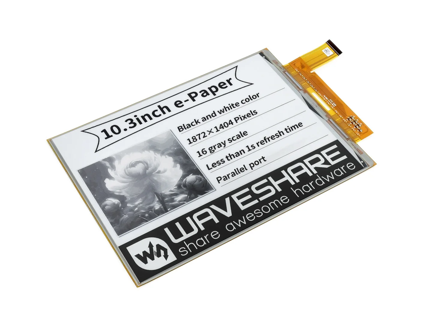 Waveshare  10.3inch flexible E-Ink raw display, parallel port, without PCB,1872*1404 resolution,supports partial refresh