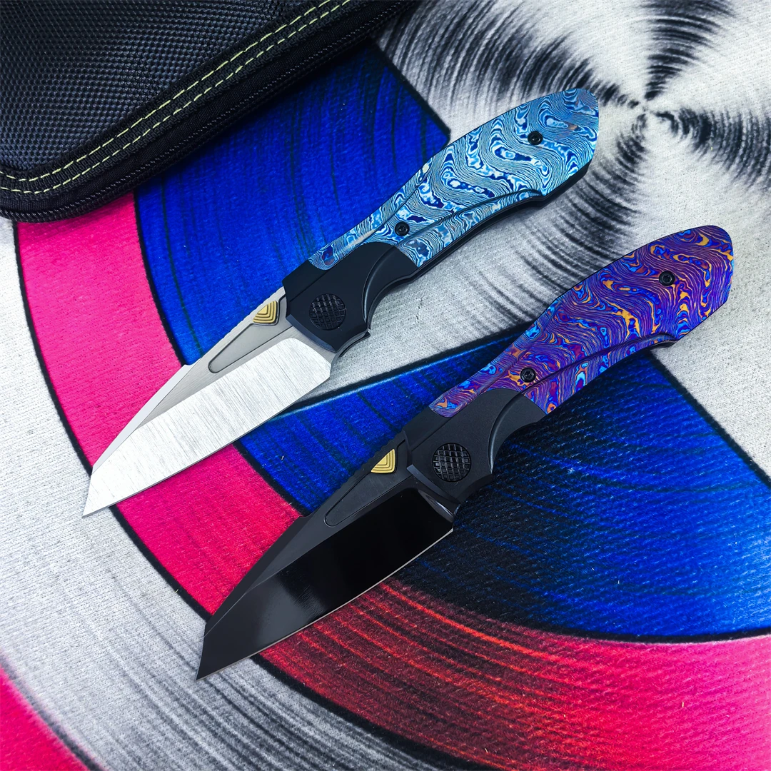 Customized M390 Steel Folding Knife Titanium Horse Handle Bearing Camping Outdoor Fishing Hunting Rescue Fruit Knife EDC Tool