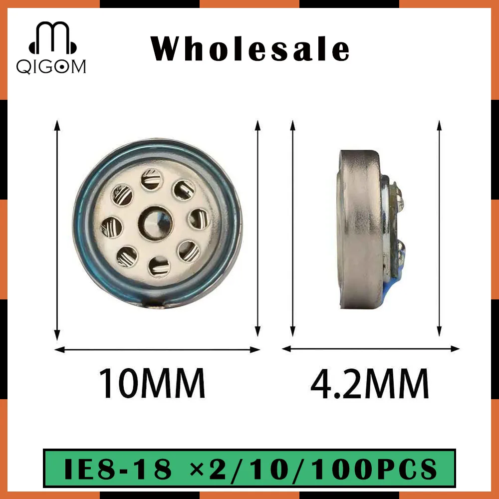 

QIGOM 10MM Earphone Units 18Ω 105dB IE8 Titanium Film Compatible With IE6.7.8.80 Vocal Resolution Version IE8-18 Wholesale