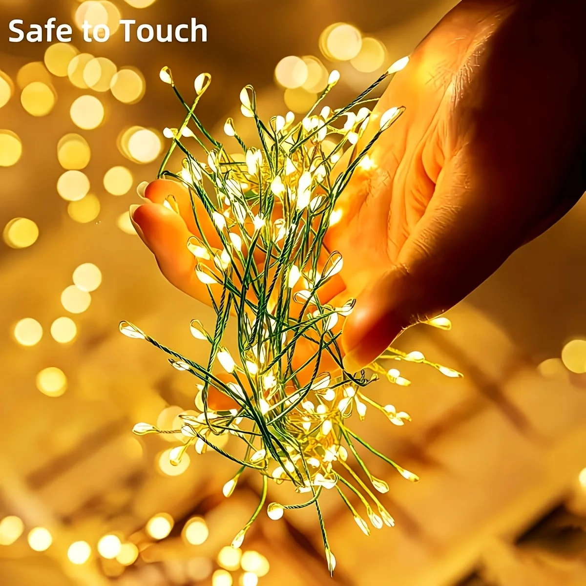 Wild Sprig Firefly Garland Lights, Multi-Tip Dense Burst LED Fairy Lights, Bendable Green Cable Lights for Boho Scene Ornament