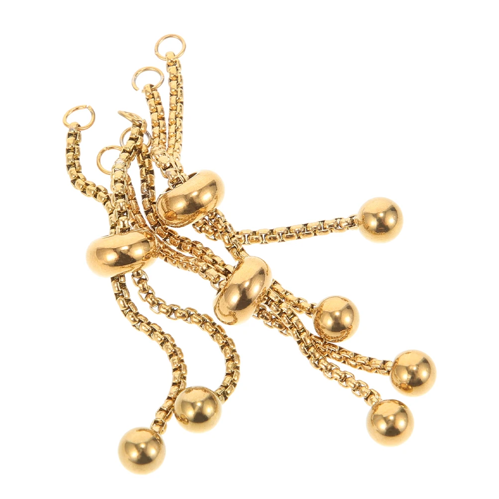 

3 Pcs Adjustable Slider Bracelet Strong Clip Stainless Steel Bolo Vacuum Gold Plating Expandable Beaded Chain Jewelry Making