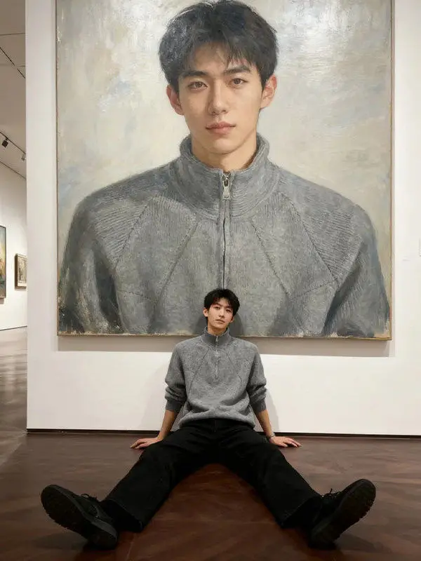 

2026 New f Zipper Stand Collar Pullover Thiened f High Collar Casual Loose Knitted Sweater Pure Color Men's Faion