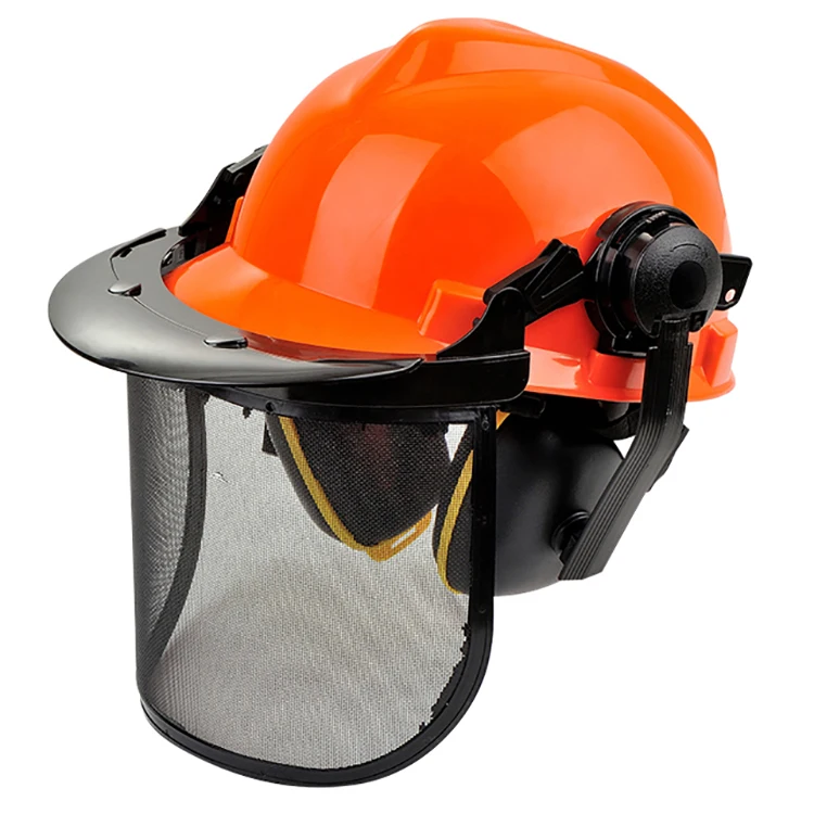 

Jiankun Slotted Adjustable Forestry Helmet with Sun Visor Earmuffs 6 Suspension Points CE Standard