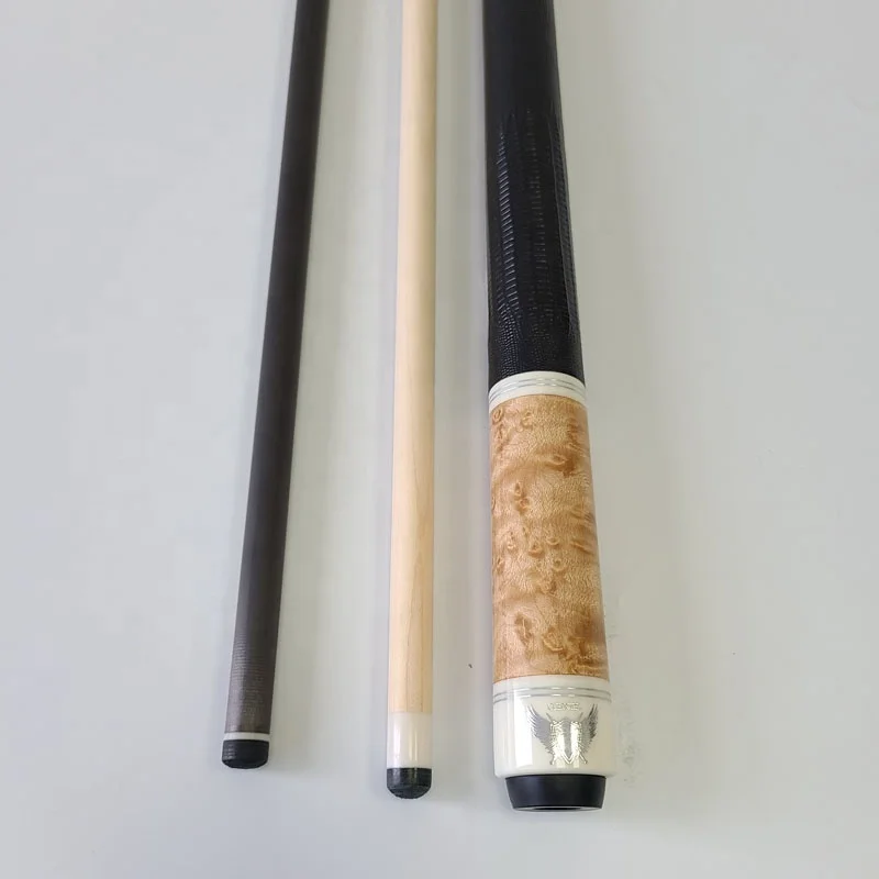 

New High Quality Bird Eye Wood 58inch 12.5mm Pool Cue Set Two Axis Carbon/Maple Shafts Genuine Leather Radial Billiard Cues