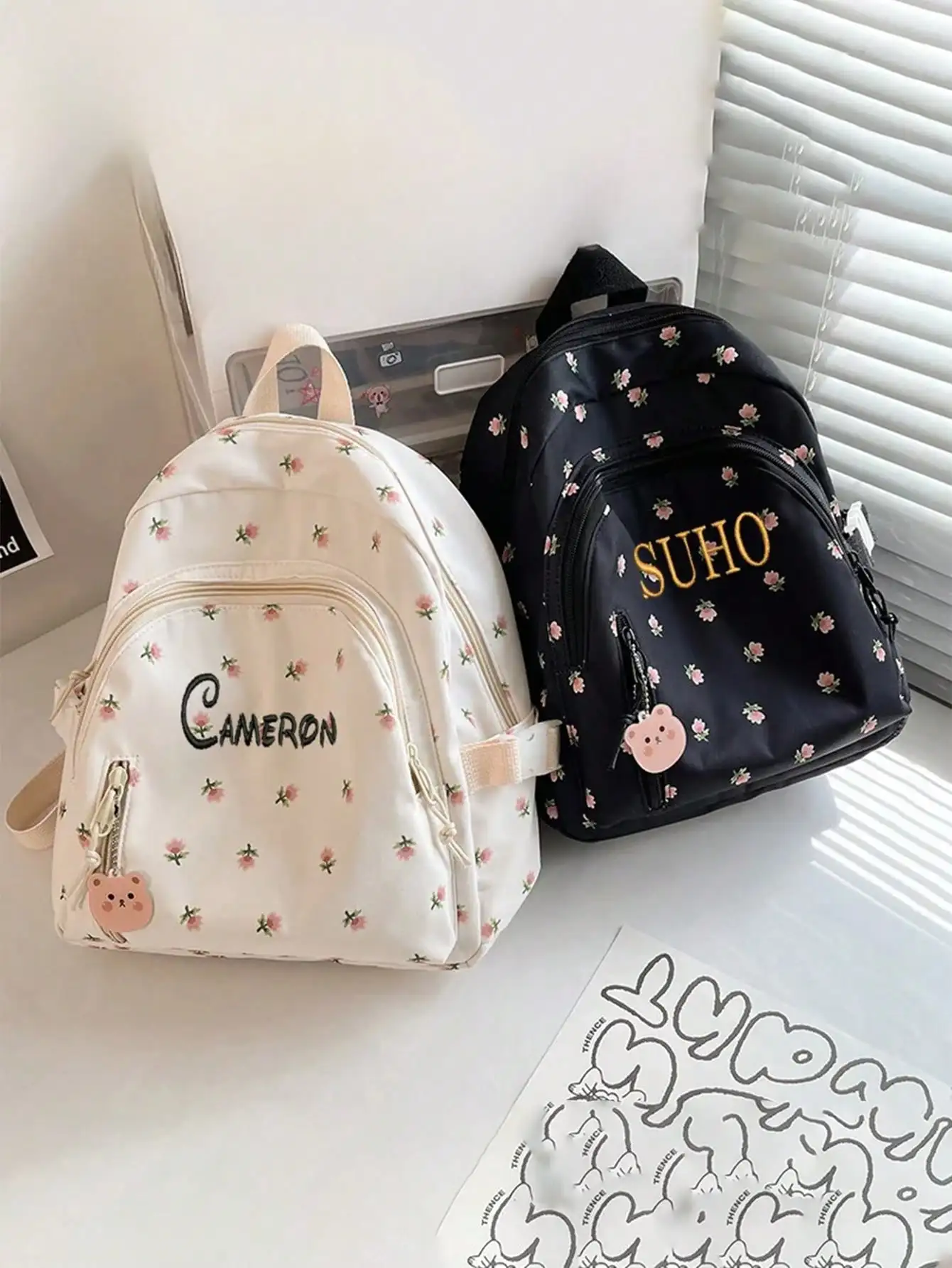 Cute Floral Mini Backpack for Girls Custom Name Embroidery School Bag Small Rucksack Teen Student Bookbag Travel Daypack