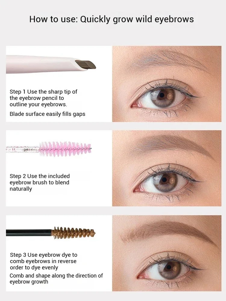 Gracebabi Eyebrow Pencil Eyebrow 2-In-1 Blade Brush Dual Head Dual Effect Three-Dimensional Waterproof