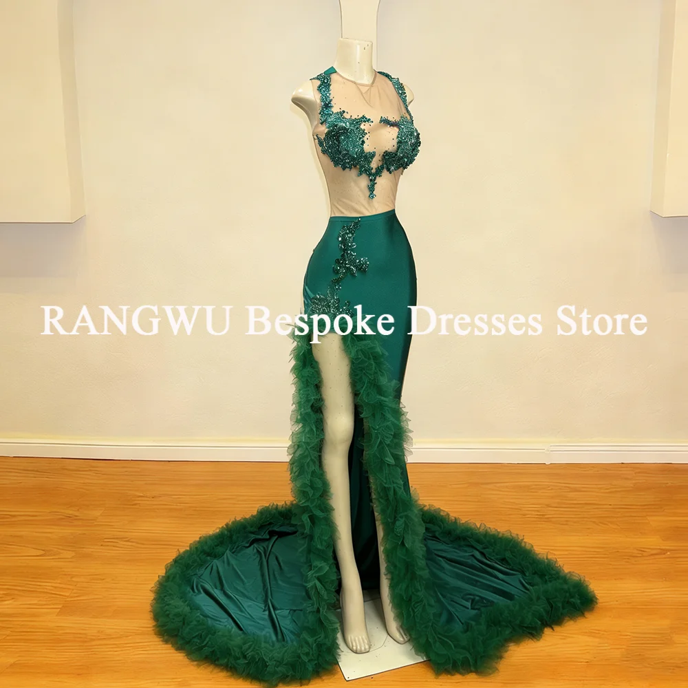 Exquisite Ruffles Prom Dresses 2026 for Women Mermaid Sexy Evening Dress Slit Beads Birthday Party Gowns Real Image Customized