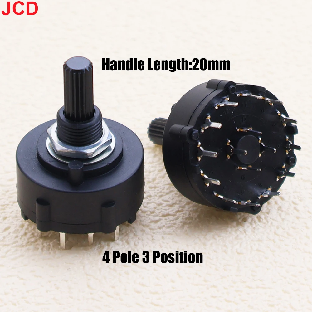JCD 1pcs RS26 Band Gear Rotary Switch 1 2 3 4 Pole Position 12/6/4/3 Selectable PCB Plug-in Board Adjustable Switch