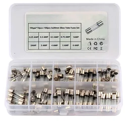 100PCS*0.2-20A 72*0.5-30A Fast-blow Glass Tube Fuses Quick Blow Car Glass Tube Fuses Assorted Kit Amp with Box Assortment Kit