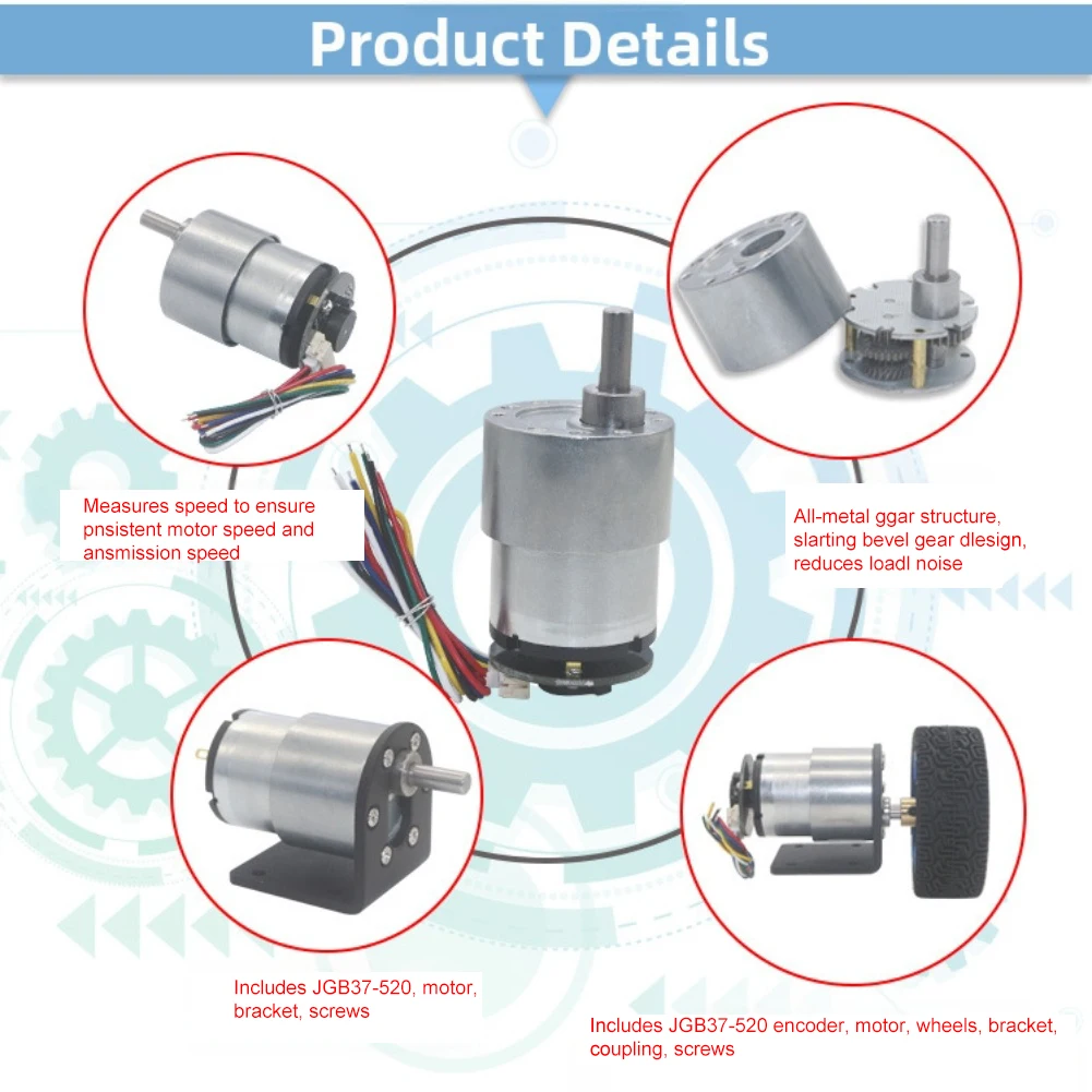 ارتفاع عزم الدوران موتور تروس JGB37-520 تيار مستمر موتور تروس 6V12V24V تيار مستمر تباطؤ المحرك أدوات كهربائية الملحقات #5