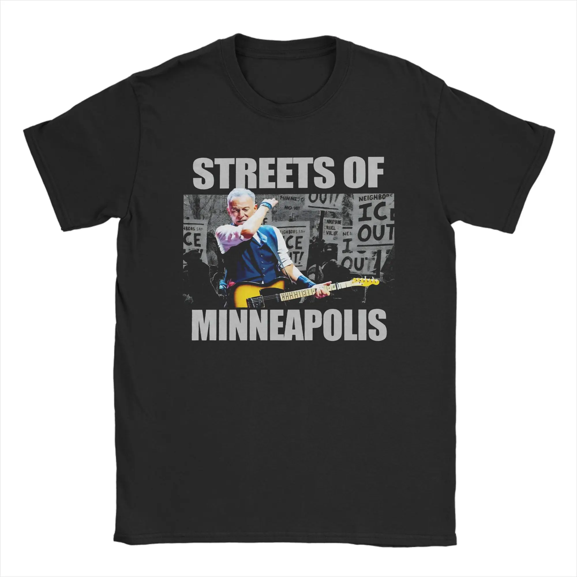 Bruce Streets Of Minneapolis  T-Shirt Summer Springsteen T Shirts Male 100% Cotton O-Neck Oversize Top Tees Short Sleeve Tops