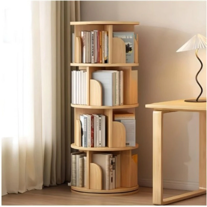 

Solid wood color rotating bookshelf 360 household bookcase living room student floor bookshelf mobile shelf rotating bookshelf