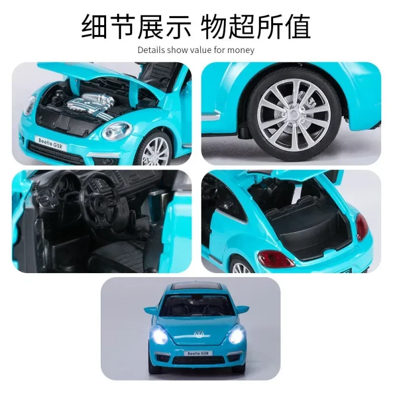 1:32 Volkswagen Beetle Alloy Car Model Diecasts & Toy Vehicles Simulation Sound And Light Pull Back Car Toys For Children Gifts