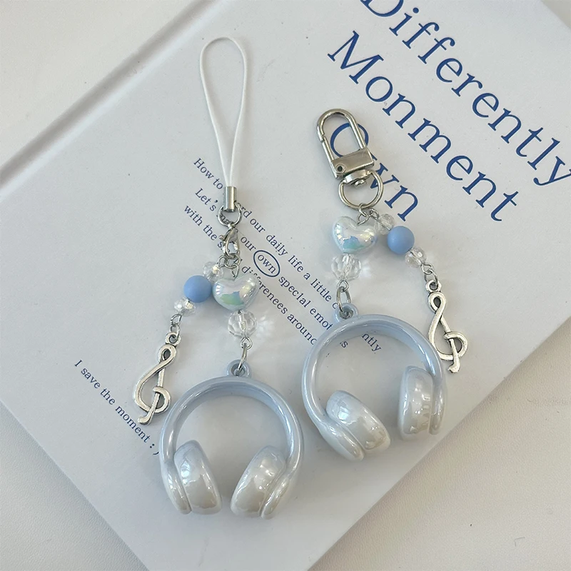 Music Earphones Mobile Phone Chain Cool Button Pinch Music Small Pendant Creative Decompression Toy Backpack Pendant Keychain