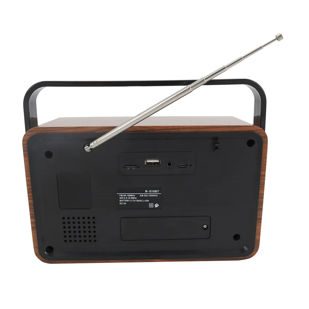 

(A26M) Портативная деревянная ретро-колонка с Bluetooth, FM/AM/SW-радио, поддержкой карт TF, USB и воспроизведением MP3
